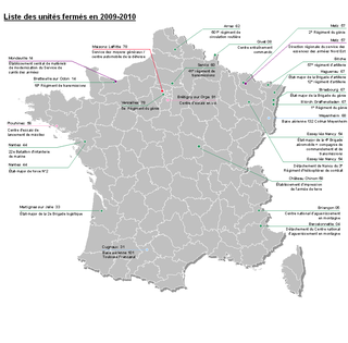 Carte fermeture des sites militaires 2009-2010